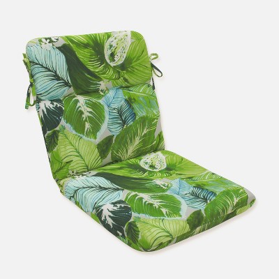 Lush Leaf Jungle Rounded Corners Outdoor Chair Cushion Green - Pillow Perfect: Weather & Fade-Resistant, Tropical Retreat Design