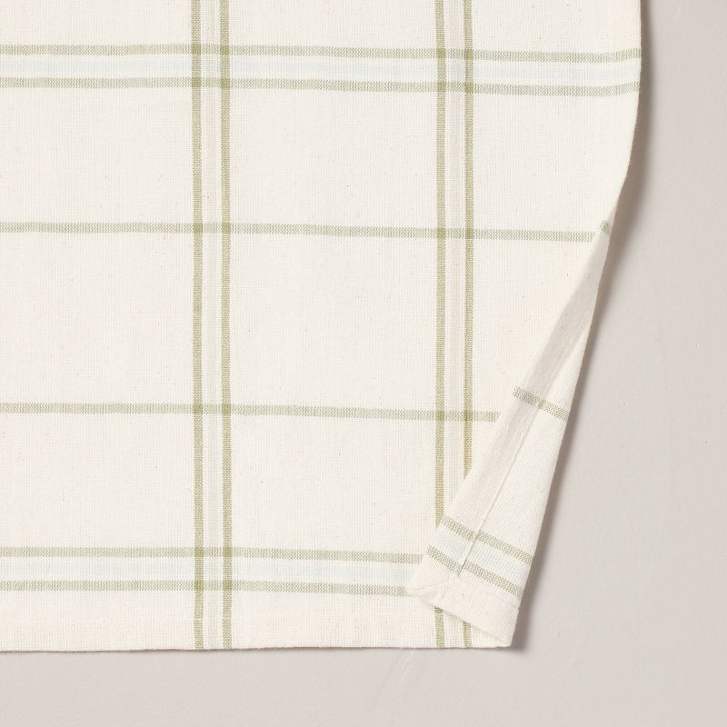 Tri-Stripe Plaid Rectangular Tablecloth Light Green/Natural - Hearth & Hand™ with Magnolia, 4 of 5