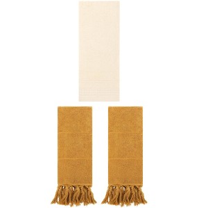 REGALWOVEN 3 Packs Striped and Tassels Hand Towels for Bathroom 14" x 30" - 1 of 4