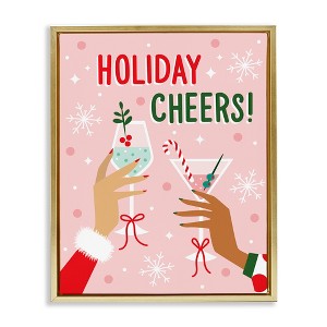 Stupell Industries Holiday Cheers Celebratory Cocktails Floating Frame Canvas Art - 1 of 4