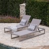 Oversart Outdoor Chaise Lounge Set Of 2 With Adjustable Aluminum Frame And Textilene Mesh Seating In Grey - 4 of 4
