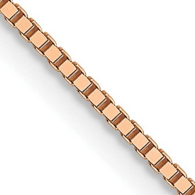 Black Bow Jewelry 0.8mm 14k Rose Gold Solid Box Chain Lobster Claw Clasp Necklace