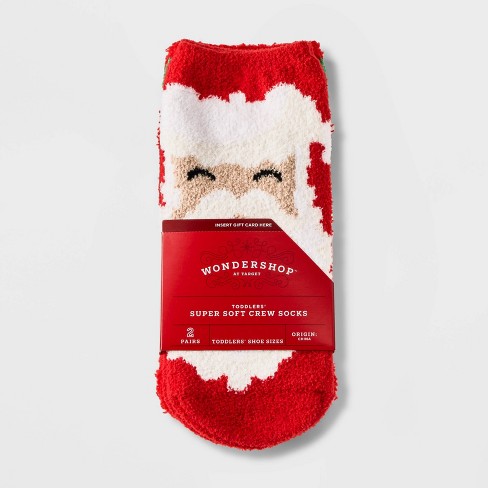 Toddler Santa 2pk Cozy Crew Socks with Gift Card Holder - Wondershop™ Red 2T-3T - image 1 of 3