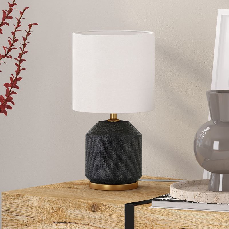 Hampton & Thyme 15" Tall Textured Ceramic Mini Lamp with Fabric Shade , 3 of 10
