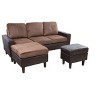 DOMETOUR 3-Piece Modern Faux Leather Sofa Set (1 Sofa + 2 Ottomans) for Living Room - 4 of 4