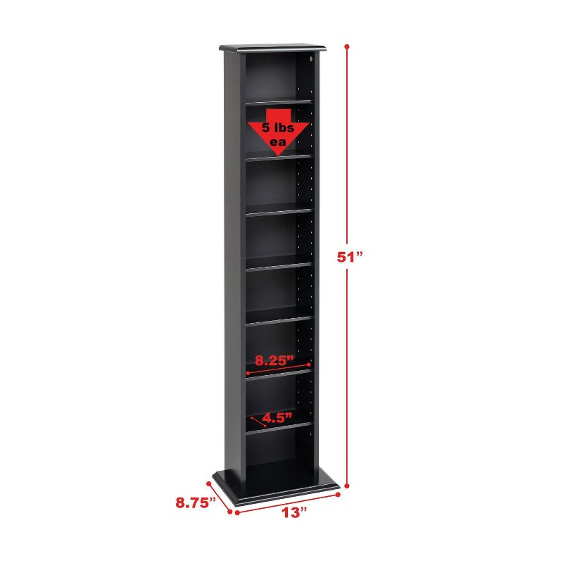 Slim Multimedia Storage Tower Black - Prepac, 4 of 5