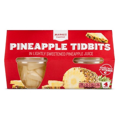 Pineapple Tidbits Fruit Cups 4oz 4ct - Market Pantry&#8482;