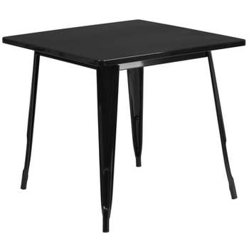 Merrick Lane Nash 31.5" Square Metal Table for Indoor and Outdoor Use