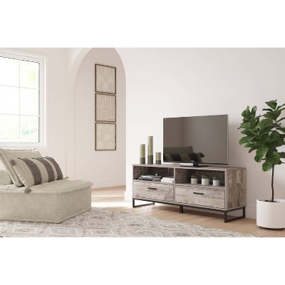 Neilsville 60" Light Brown TV Stand with Cabinet and Drawers