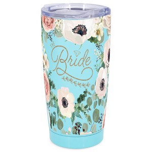 Elanze Designs The Bride Pastel Flower Bouquet Wrap-Around Design 20 Ounce Stainless Steel On-The-Go Coffee Mug, Thermal Travel Tumbler with Leak - 1 of 4