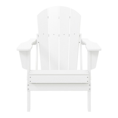 White HDPE Outdoor Folding Adirondack Chair with Wide Armrests