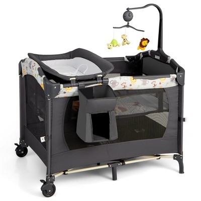 Image of Babyjoy  Baby Bedside Sleeper Portable 4-in-1 Rolling w/Mattress
