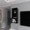 GlasFlength Decorative Storage Cabinets Accent Storage Cabinet Pima Wall Cabinet Wall Storage Shelf With 1 Door for Room, Black, 13.4"*16.1"*43.3" - 3 of 4