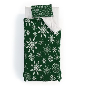 Iveta Abolina Silent Night Green Duvet Cover + Pillow Sham(s) - Deny Designs - 1 of 4