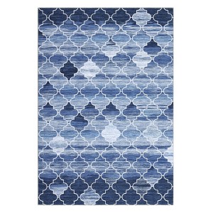 Cozy Chenille Geometric Rug, Foldable & Washable, Kid & Pet Friendly, Durable Edges for Stylish High-Traffic Spaces - 1 of 4