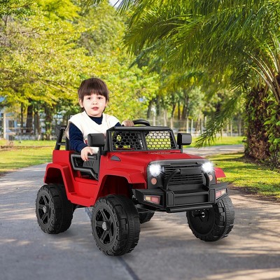 Red 12V Kids Ride-On Truck with Remote Control and Music