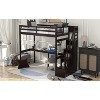 Okak Twin Multifunction Bunk Bed with Built-in Desk Loft Bed w Storage Staircase Safety Guardrail Solid Wood for Kids Teens, Easy Assemble, Espresso - 2 of 4