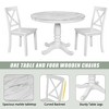 Kumasinova Modern 5-Piece Dining Set, Marble-Style Round Table with 4 Solid Wood Chairs, Kitchen Table Set for 4 - 3 of 4