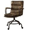 TiramisuBest Vintage Brown Leather High-Back Office Chair with Wooden Armrests & 4-Star Base - 4 of 4