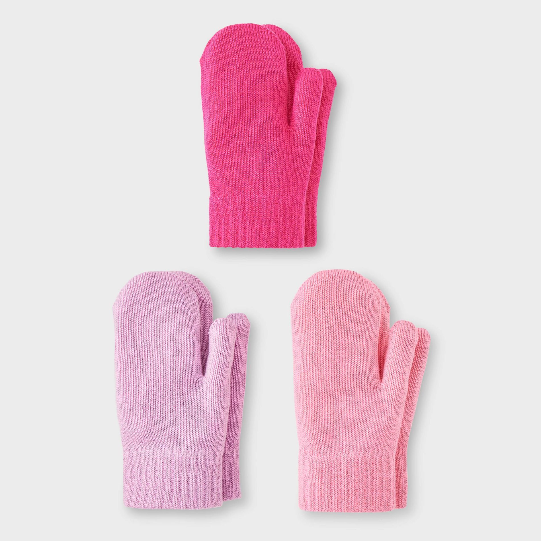 Toddler 3pk Mitten Set - Cat & Jack™ Light Pink/ Pink/ Mauve 2T-5T