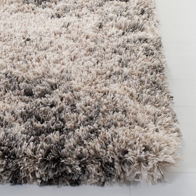 Gray Square Hand-knotted Shag Rug 59" Synthetic