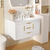 NicBex 36"Floating Bathroom Vanity with Top Resin Sink,Modern Wall-Mounted Bathroom Vanity Combo with 2 Doors&3 Drawers,No Faucet Included - 2 of 4