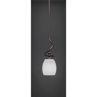 Toltec Lighting Capri 1 - Light Pendant in  Dark Granite with 5" White Linen  Shade
