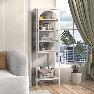 Bookshelf Modern with Magnetic Glass Doors and Adjustable Shelves for Living Room 19.7in Wide - 3irtyhousy