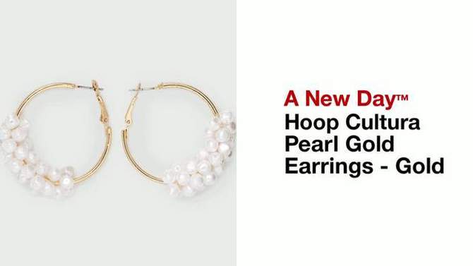 Hoop Cultura Pearl Gold Earrings - A New Day&#8482; Gold, 2 of 5, play video
