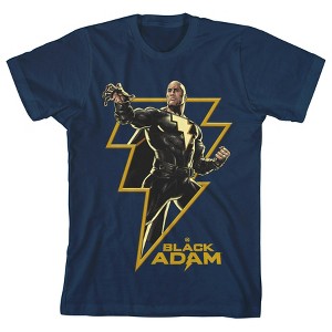 Black Adam Inside Gold Thunderbolt Youth Boys Navy T-Shirt - 1 of 2