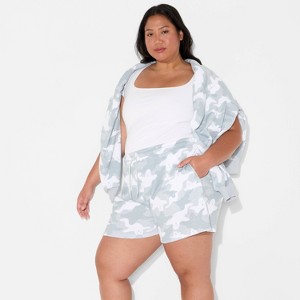 Women's Camo Ghost Graphic Jogger Shorts - Gray - 1 of 3
