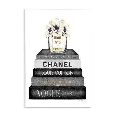 Stupell Industries Monochrome Fashion Designer Bookstack, 13" x 19"