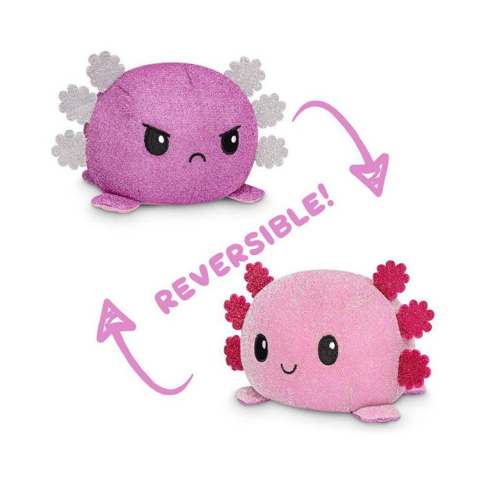 TeeTurtle Reversible Pink Sparkle and Purple Sparkle Axolotl Plush