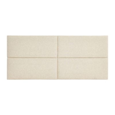 Natural Linen Blend Sound Reducing King Upholstered Headboard
