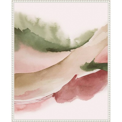 Grace Popp Abstract Green and Pink Canvas Print with White Frame