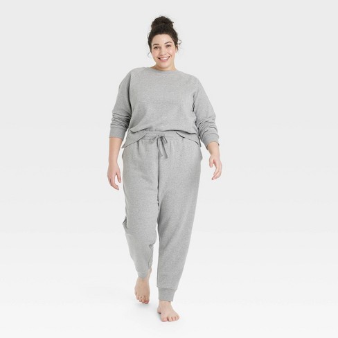 Women's Fleece Lounge Jogger Pajama Pants - Colsie™ Gray 1x : Target