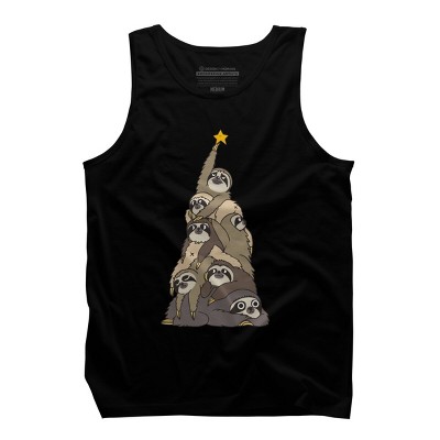 Men's Design By Humans Christmas Tree Sloths By huebucket Tank Top