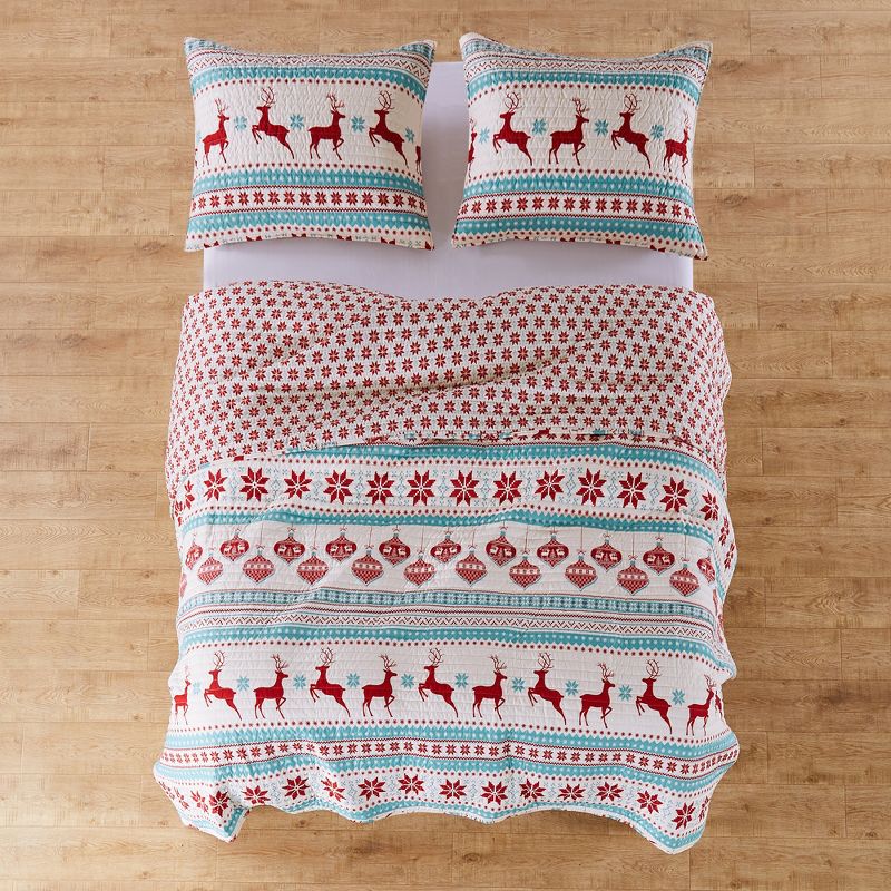 Silent Night Teal Holiday Quilt Set - Levtex Home, 3 of 6
