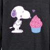 Women's - Peanuts - Snoopy Heart Cupcake Lightweight French Terry Wide Neck Long Sleeve Shirt - 2 of 4