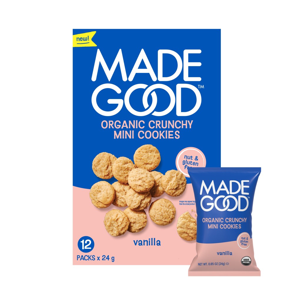 MadeGood Organic Gluten Free Mini Crunchy Cookies Vanilla - 10.2oz/12ct