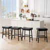 VECELO 24" Counter Height Bar Stools Set of 2/4/6, PU Leather Upholstered Barstools with Metal Frame, Backless Dining Chairs for Kitchen Island, Black - 3 of 4