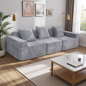 Convertible Floor Chenille Sofa Bed with Pillow Back & Armrests - 1 of 4