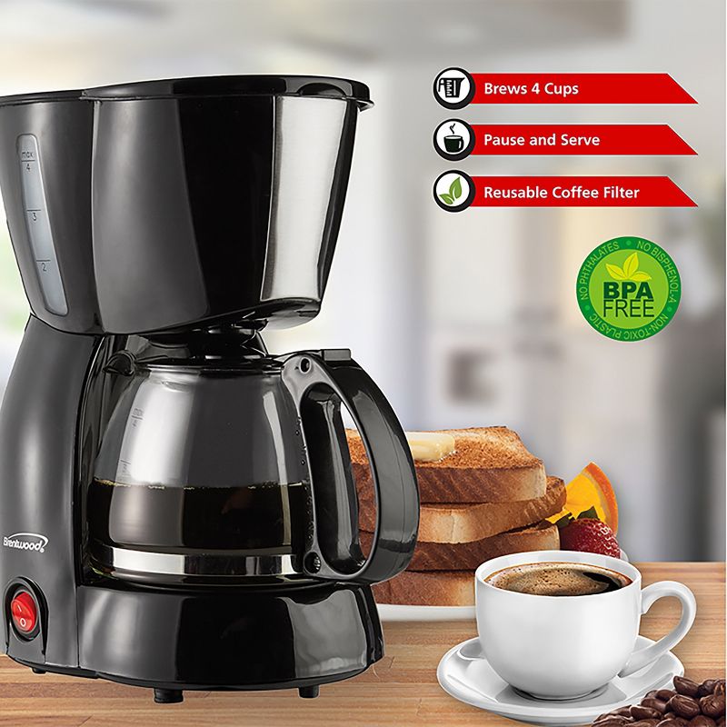 Brentwood 4 Cup Coffee Maker - Black, 4 of 6