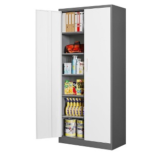 Mlezan 72H" Metal Storage Cabinets with Lock, Garage Storage Cabinet with 2 Door and 5 Adjustable Shelves, for Home, Office, Gym, Garage - 1 of 4