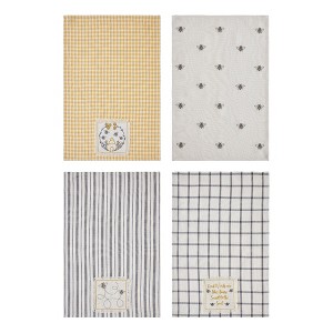 Embroidered Bee Tea Towel Set of 4 19x28 - 1 of 3