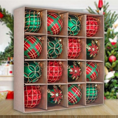16pc Red Green and Gold Majestic Christmas Ornament Bundle Set| OrnamentallyYou