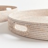 Plum & Post Burma Rattan Round Ottoman Decorative Trays Large Set of 2 - 3 of 4