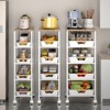 5 Tier Kitchen Rolling Carts with Wheels, Metal Slim Storage Utility Cart Mobile Shelving Unit with Wood Top Plastic Shelf for Bathroom Kitchen - 4 of 4