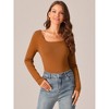 Seta T Women's Fall Winter Square Neck Long Sleeve Casual Sweater Bodysuit - 3 of 4