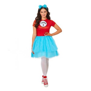 Dr Seuss Cat In The Hat Thing Dress Adult Costume - 1 of 4